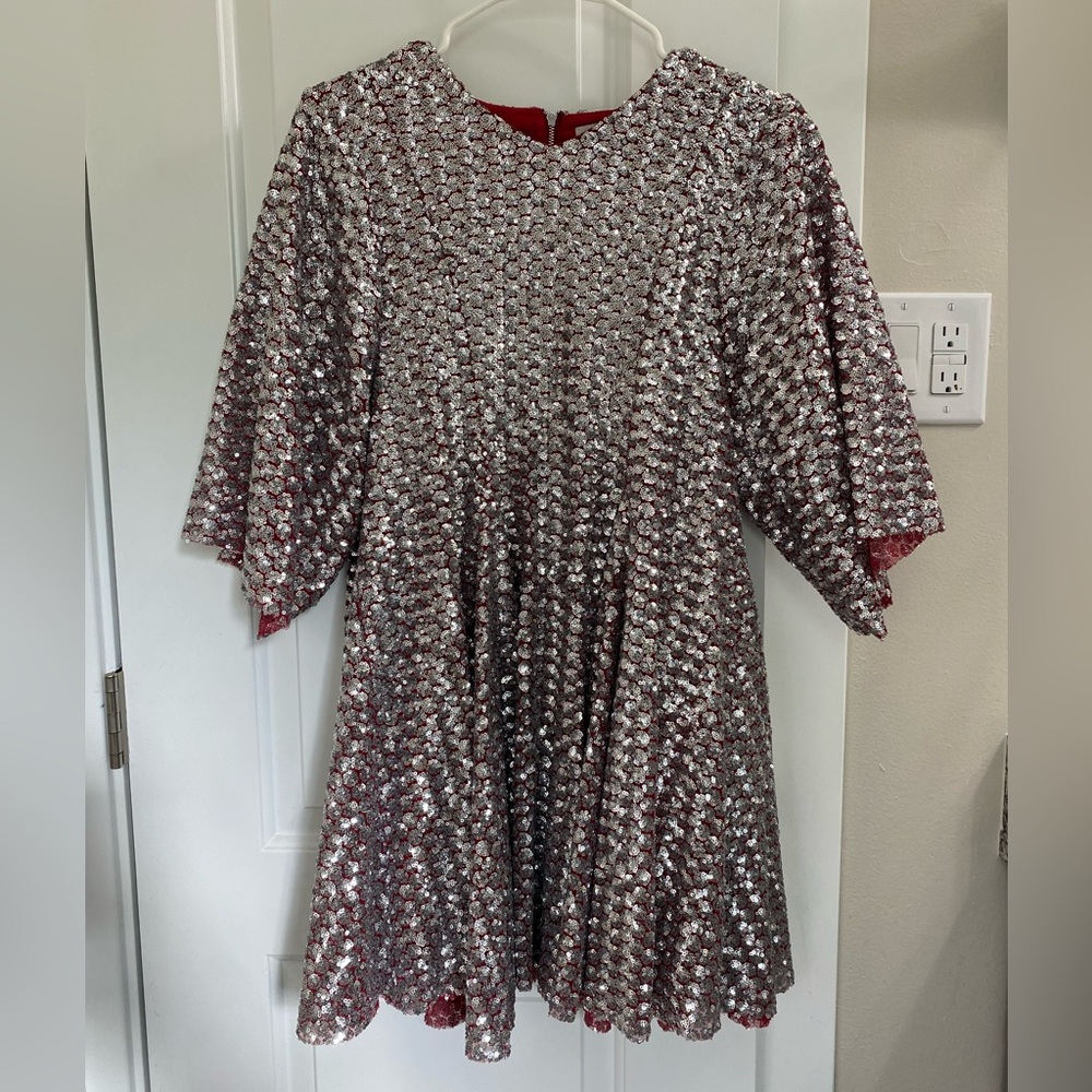 Molly Goddard Simmi Sequined Dress in Metallic UK Size 14